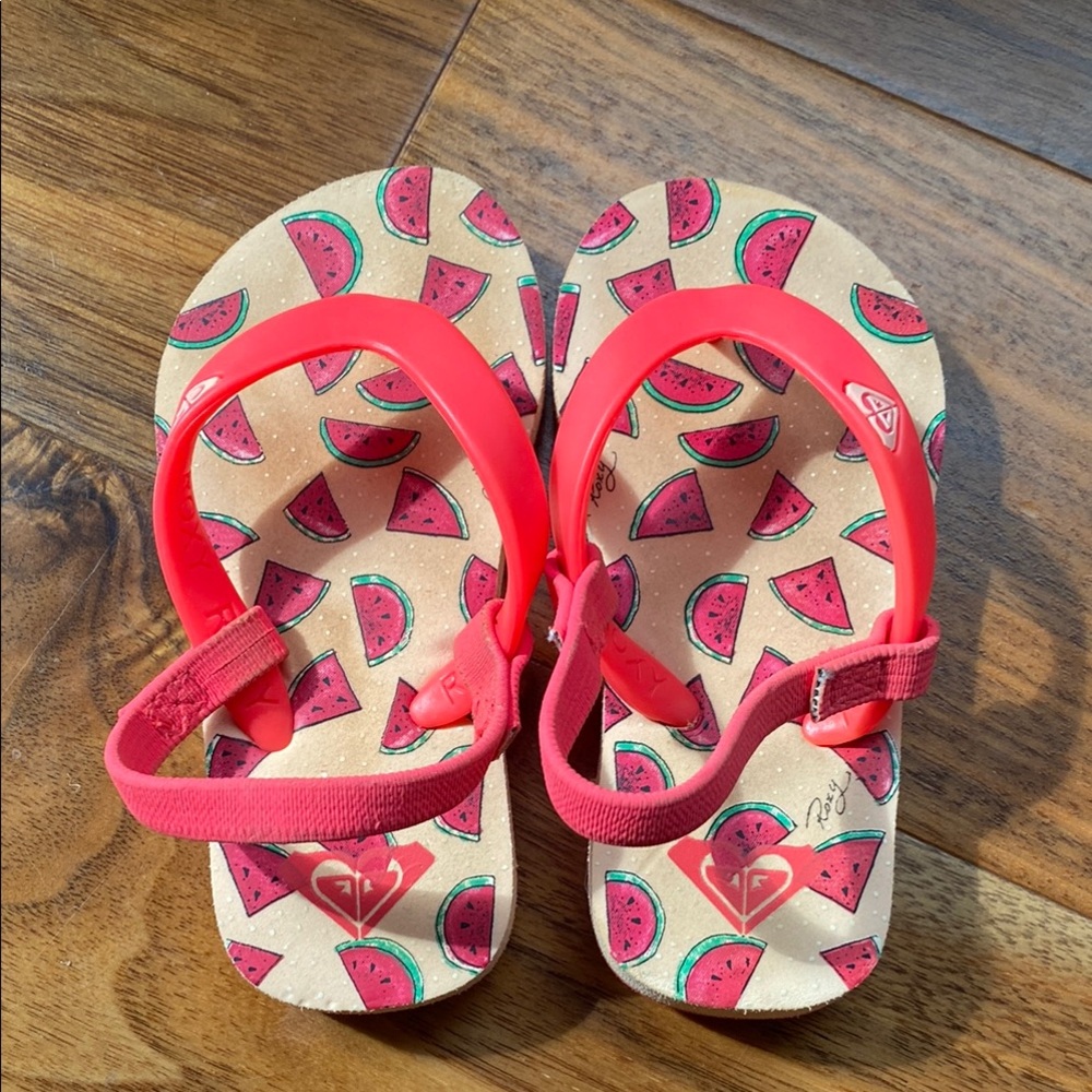 Roxy Girls Flip Flops - Watermelon Print - Toddler Size 5-6 - Sandals